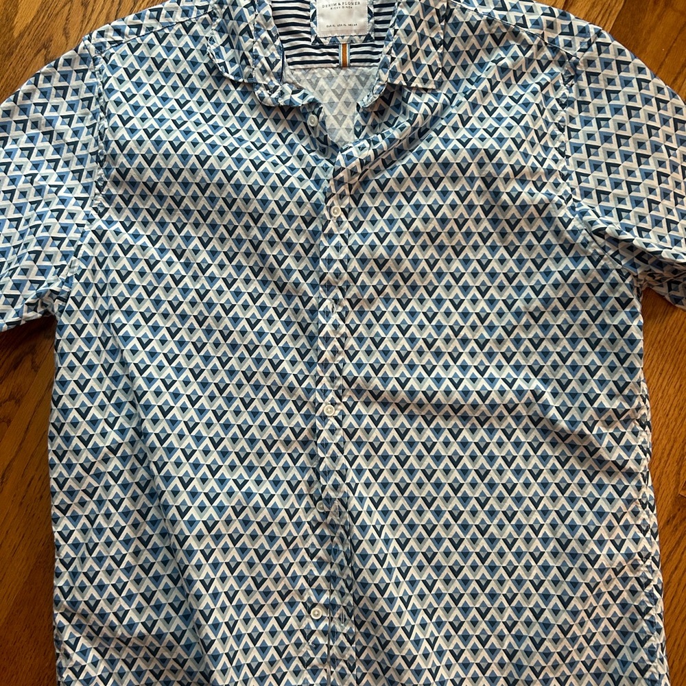 Denim & Flower Blue Geometric Shirt